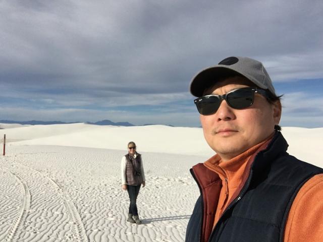 The artist in White Sands, New Mexico, with his wife Samantha Fields